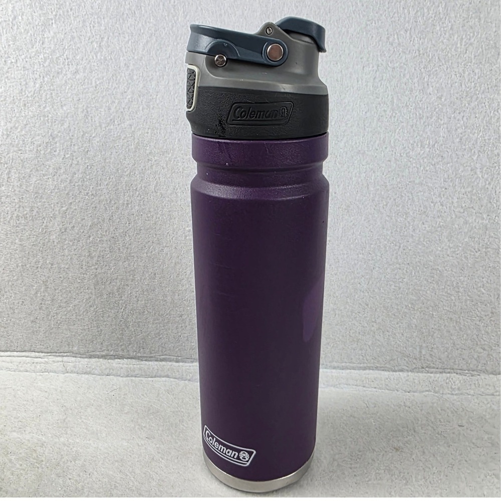 Coleman Insulated Stainless Steel Water Bottle Purple Locking Flip Top 24 Oz